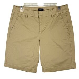 J.Crew Womens Tan Khaki Chino Shorts Mid-Rise Cotton Stretch AL569 Size 6